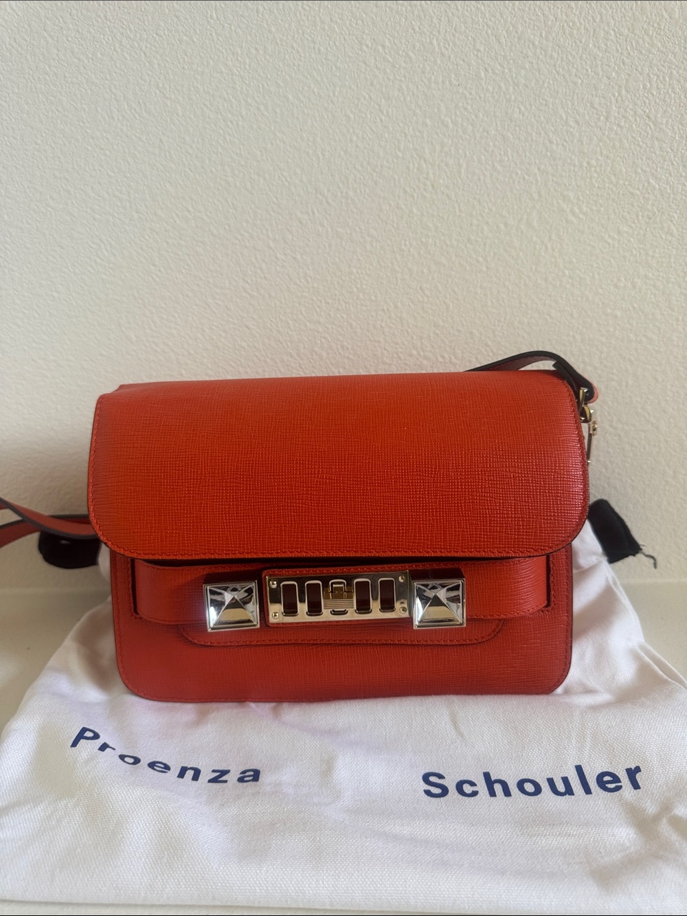 Proenza Schouler Orange Textured Leather Crossbody Bag